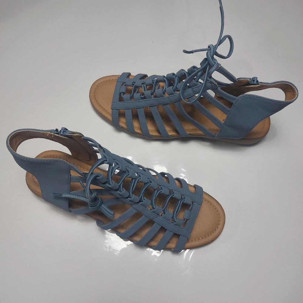 Comfortview Renata Light Blue Lace-up Sandals Size 10W - Picture 13 of 14